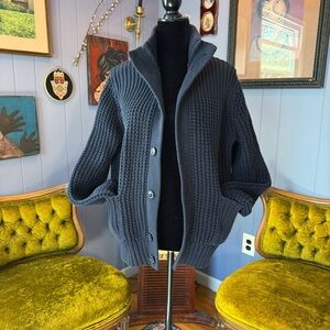 Gap 2013 Blue Chunky Cable Knit Collar Cardigan Size M